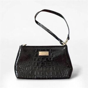Brahmin Anytime Mini Melbourne Black Croc Shoulder Bag / Wristlet